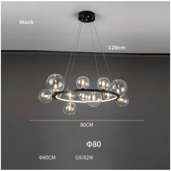 LED Art Deco Glass Bubbles Round Chandelier