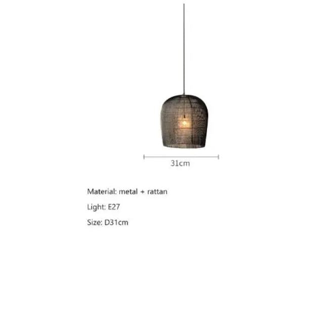 Japanese Wabi Sabi Wind Handmade Rattan Pendant Light