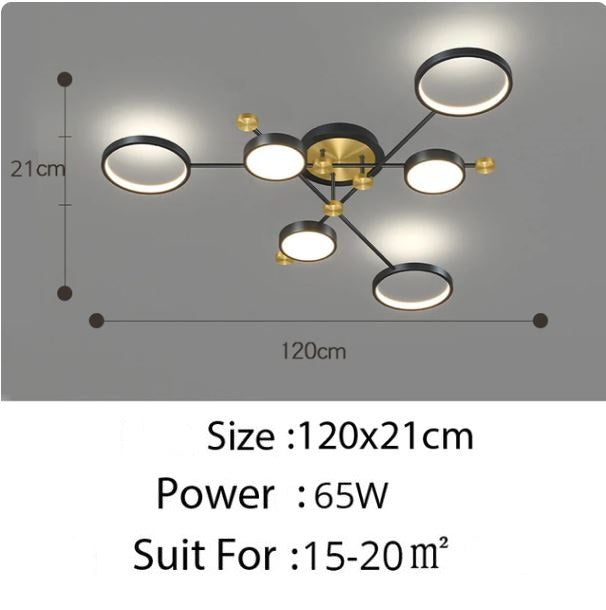 Modern Aluminum Ring Gold Frame LED Chandelier