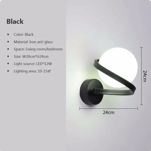 Modern Iron Spiral Line Ball Wall Light