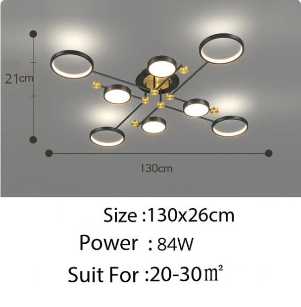Modern Aluminum Ring Gold Frame LED Chandelier