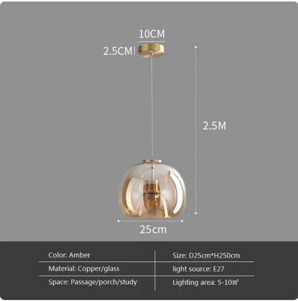 Modern Nordic Minimalist Dome Glass Ceiling Light