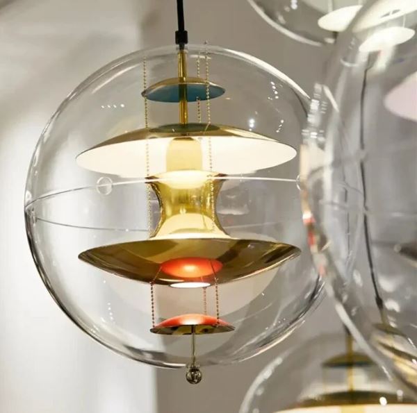 Vintage Sphere Fixture Acrylic Metal Pendant Light