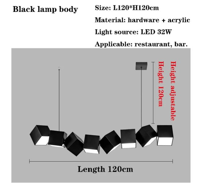 Nordic Cube Box Long Bar Pendant Lighting