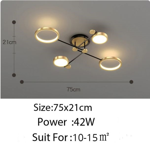 Modern Aluminum Ring Gold Frame LED Chandelier