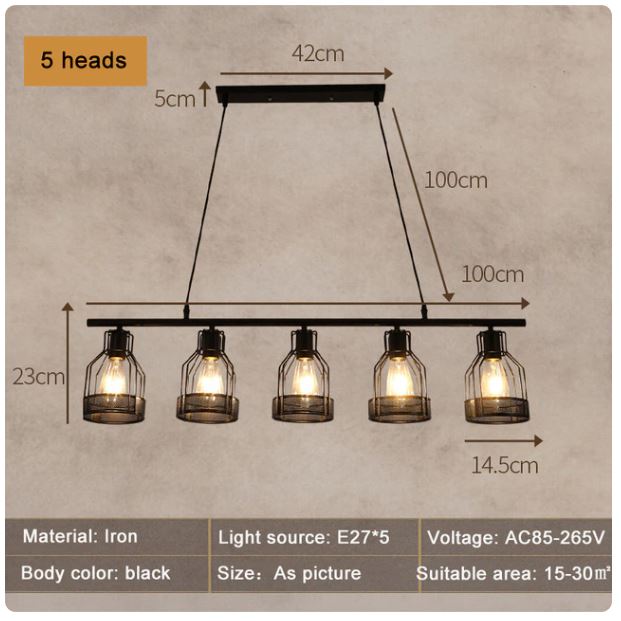 Industrial Style Loft Multi-Heads Chandelier Lamp