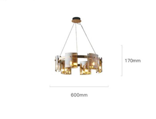 Scandinavian Square Glass Round Ceiling Chandelier
