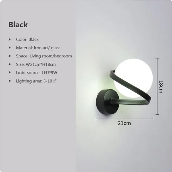 Modern Iron Spiral Line Ball Wall Light