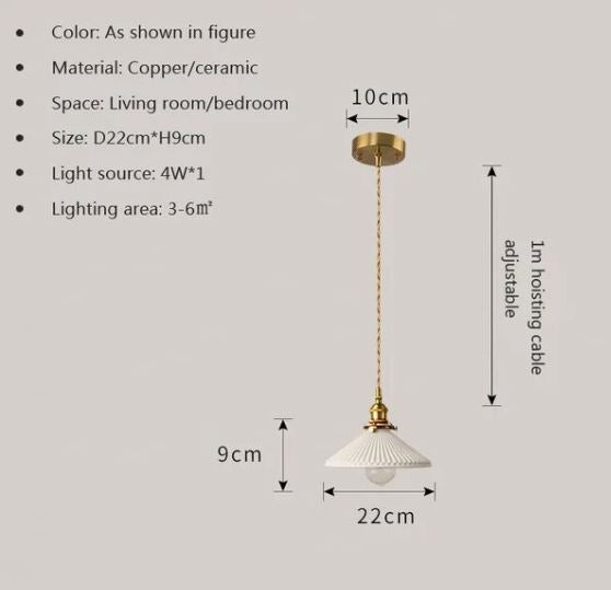 White Ceramic Brass Pendant Lights