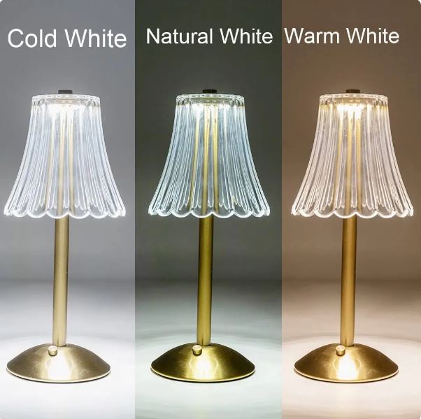 Floral Glass Cordless Table Lamp
