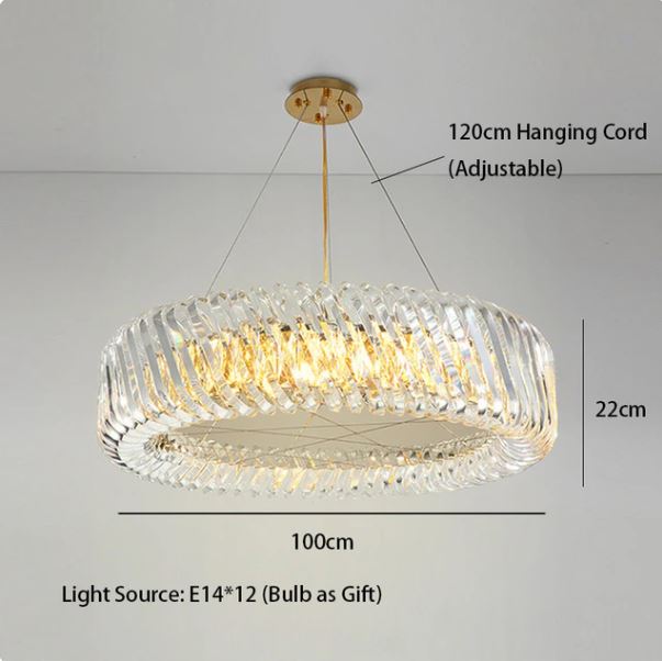 Postmodern Round Stainless Steel Crystal Chandelier