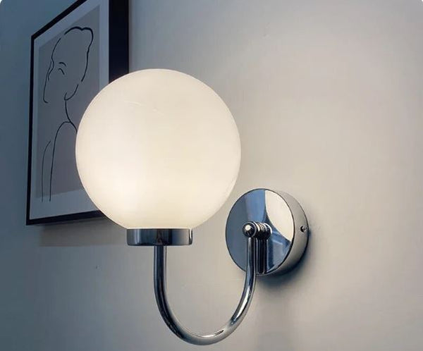Copper Curved Glass Ball Wall Sconce