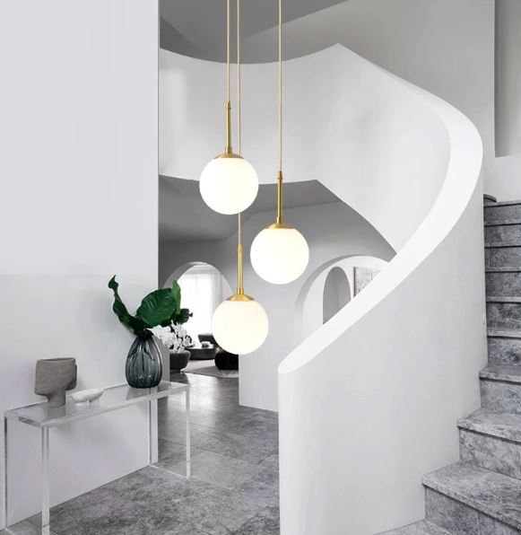 Glowing Sphere Long Stick Pendant Lamp