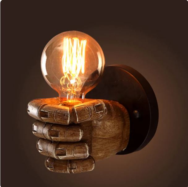 American Vintage Wood Hand Model Wall Lamps