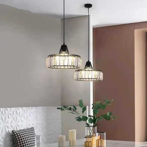 Contemporary Circular Crystal Pendant Light