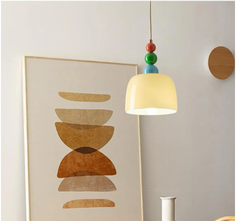 Modern Glass Wood Bowl Pendant Light