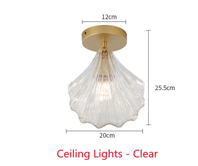 Vintage Shell Glass Pendant Light