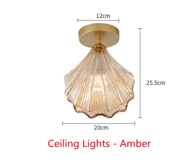 Vintage Shell Glass Pendant Light