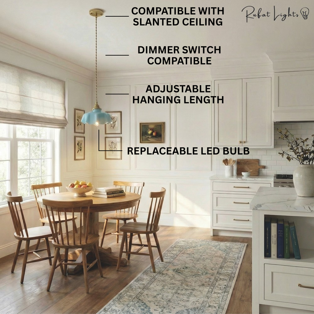 French Glass Floral Pendant Light