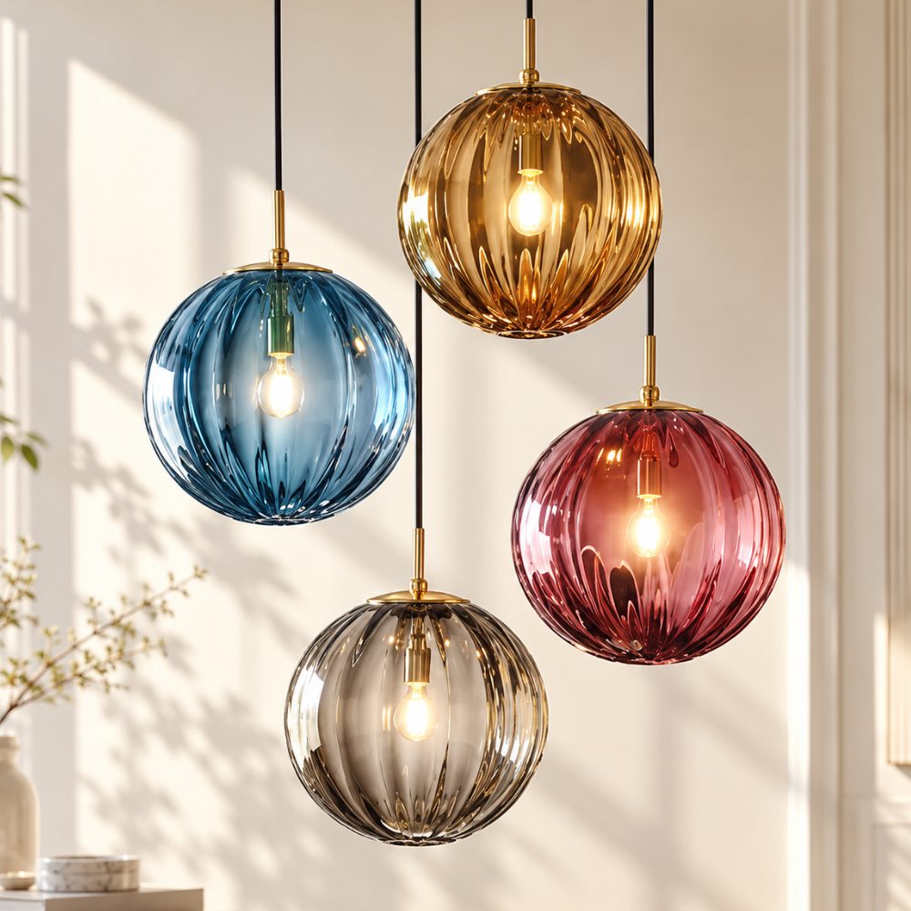 Glass Ball Colored Pendant Light