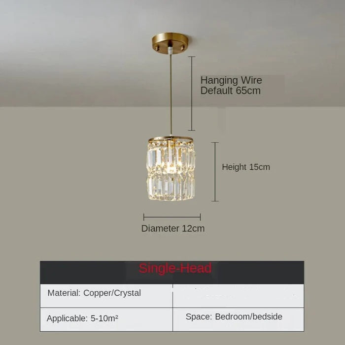 Nordic Copper LED Light Crystal Pendant Lamps