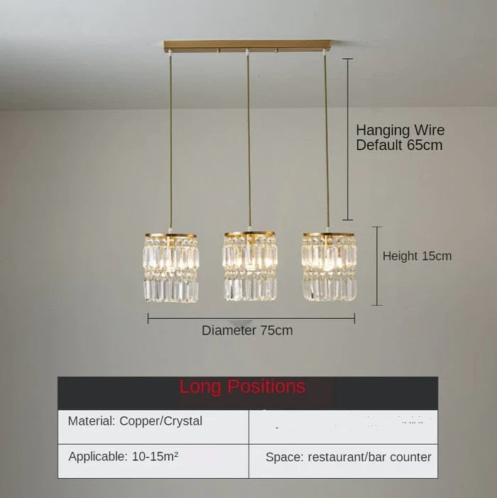 Nordic Copper LED Light Crystal Pendant Lamps