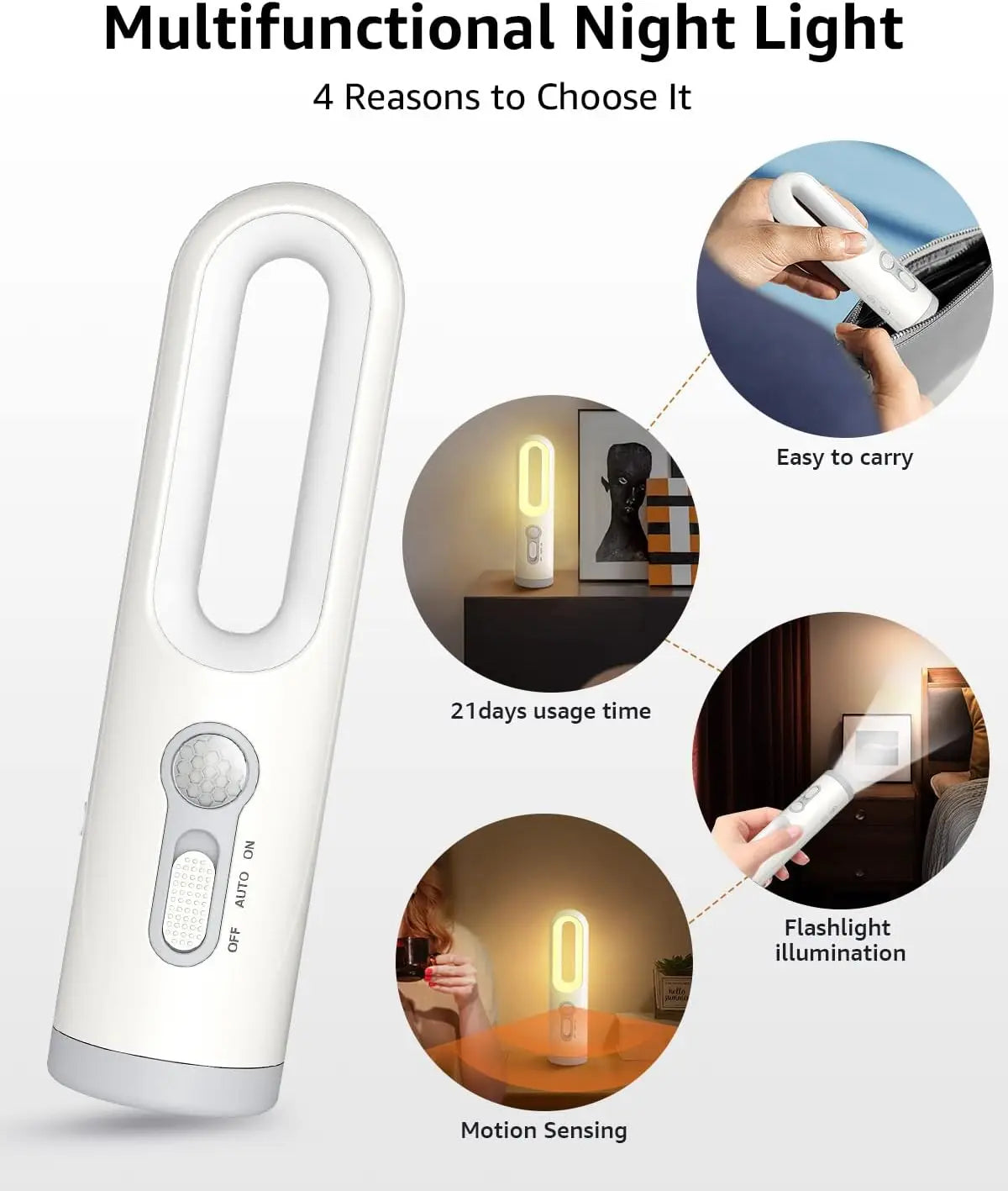 Versatile 2 in 1 LED Motion Sensor Table Light