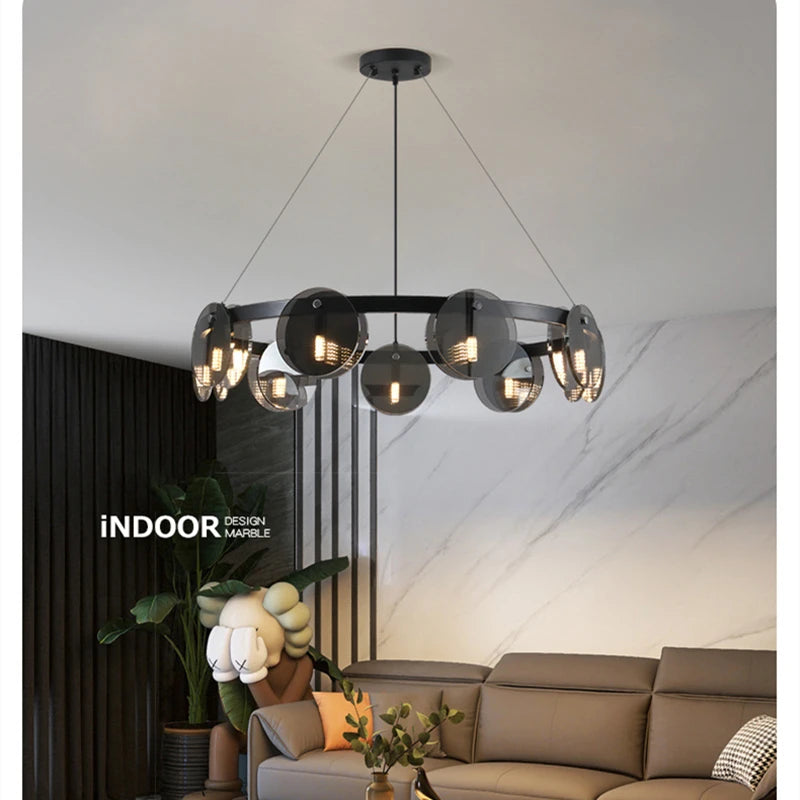 Nordic Black Glass Chandelier Light