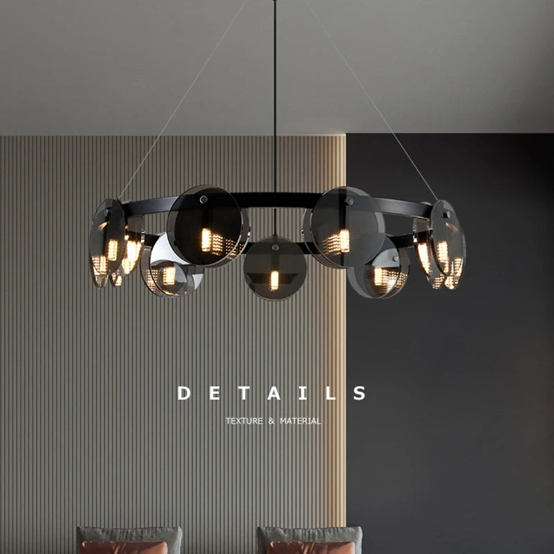 Nordic Black Glass Chandelier Light