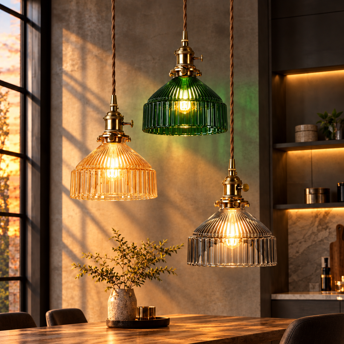 Modern Vintage Glass Lampshade Pendant Lights
