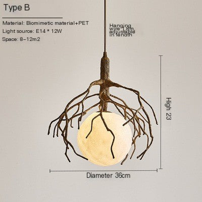 Nordic Tree Retro Moon Pendant Light