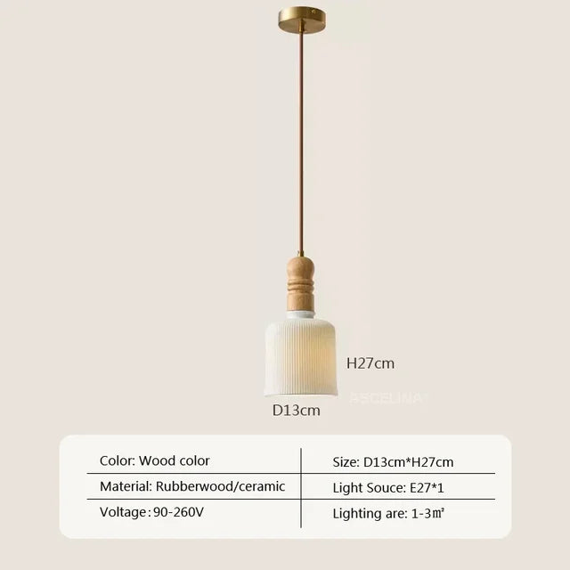 Cream Wind Solid Wood Pendant Light