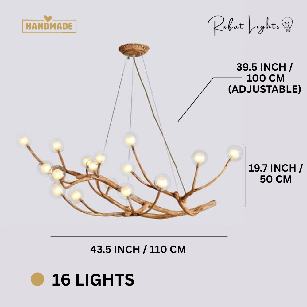 Nordic Rustic Tree Branch Hanging Chandelier
