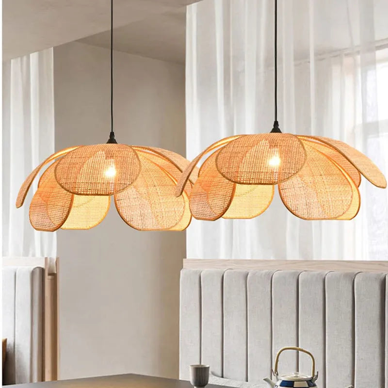 Rattan Flower Handmade Pendant Light