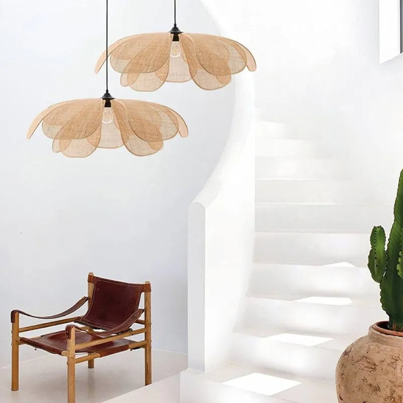 Rattan Flower Handmade Pendant Light