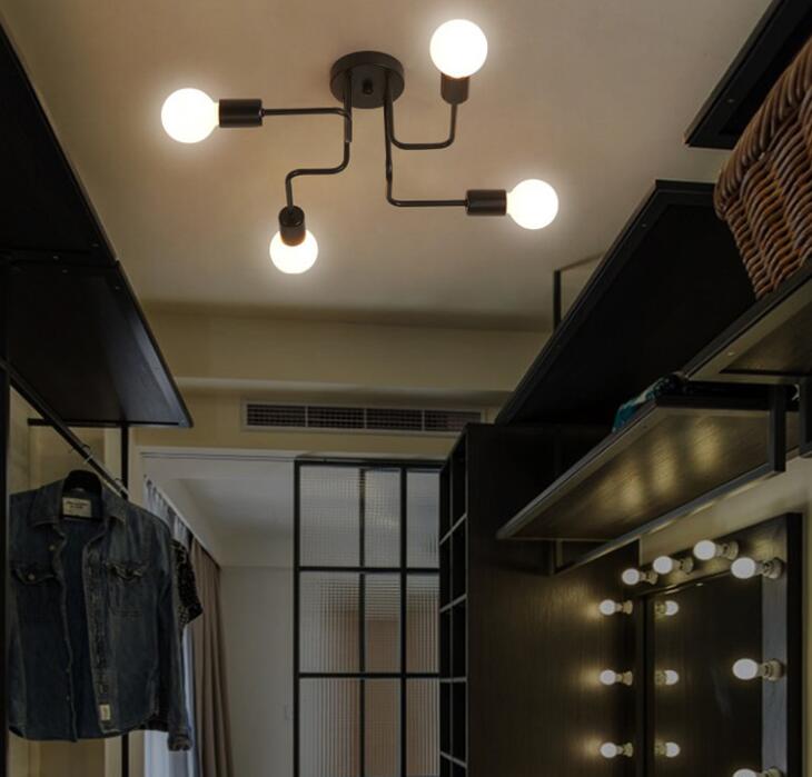 Retro Wrought Iron Multiple Rod Pole Chandelier