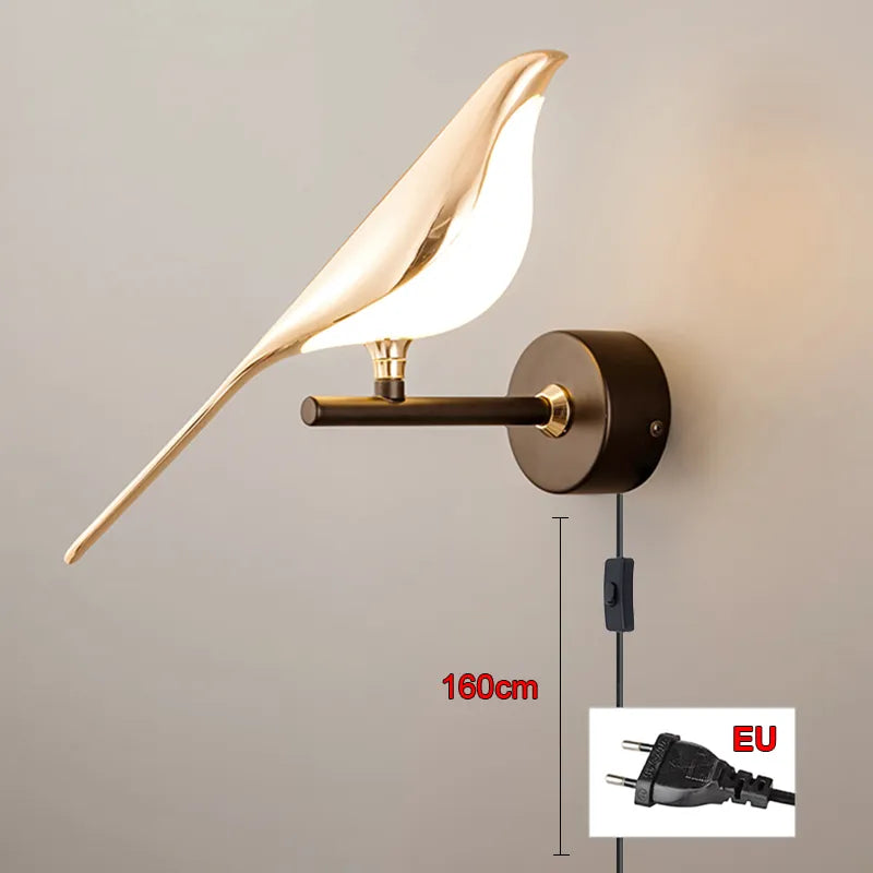 Nordic Magpie Art Design Golden Bird Wall Lights