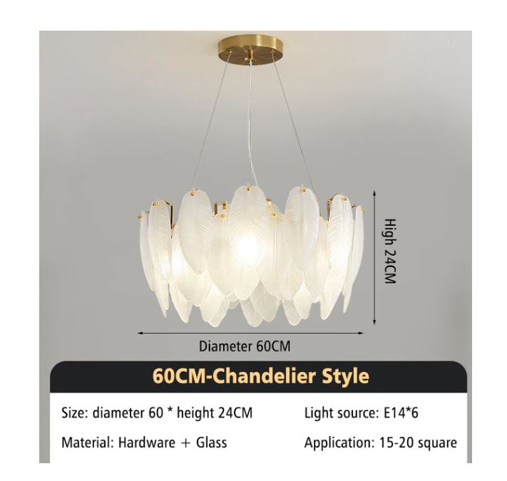 Crystal Creative Feather Glass Chandeliers Lamp