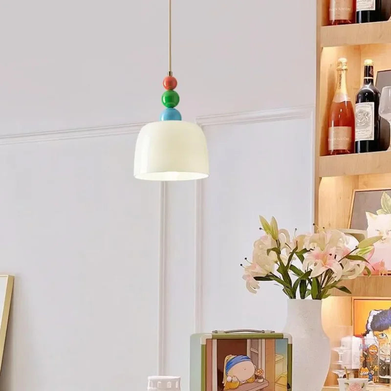 Modern Glass Wood Bowl Pendant Light