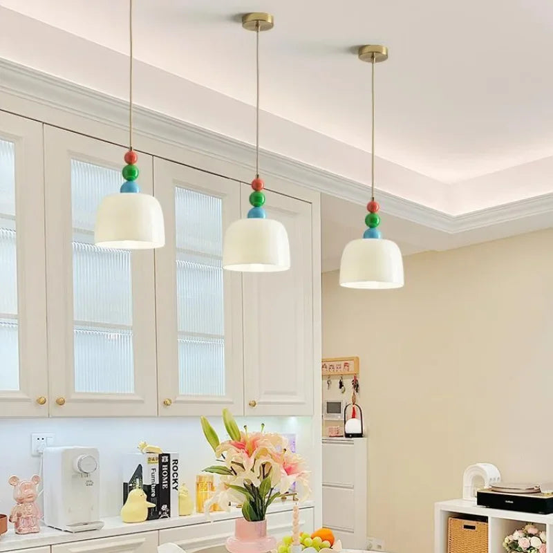 Modern Glass Wood Bowl Pendant Light