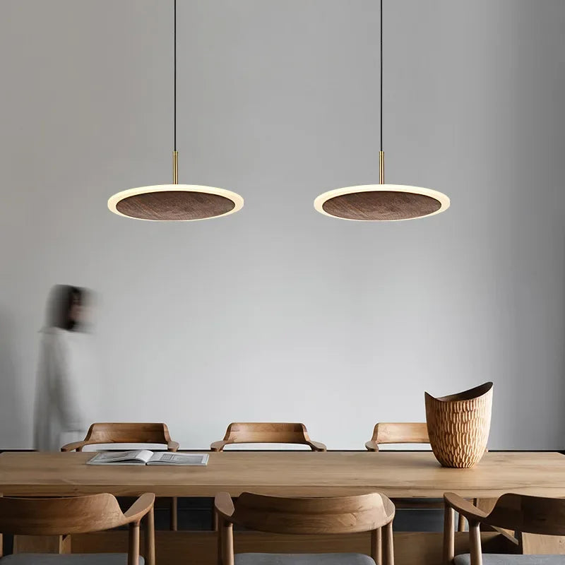 Modern Walnut Pendant Light