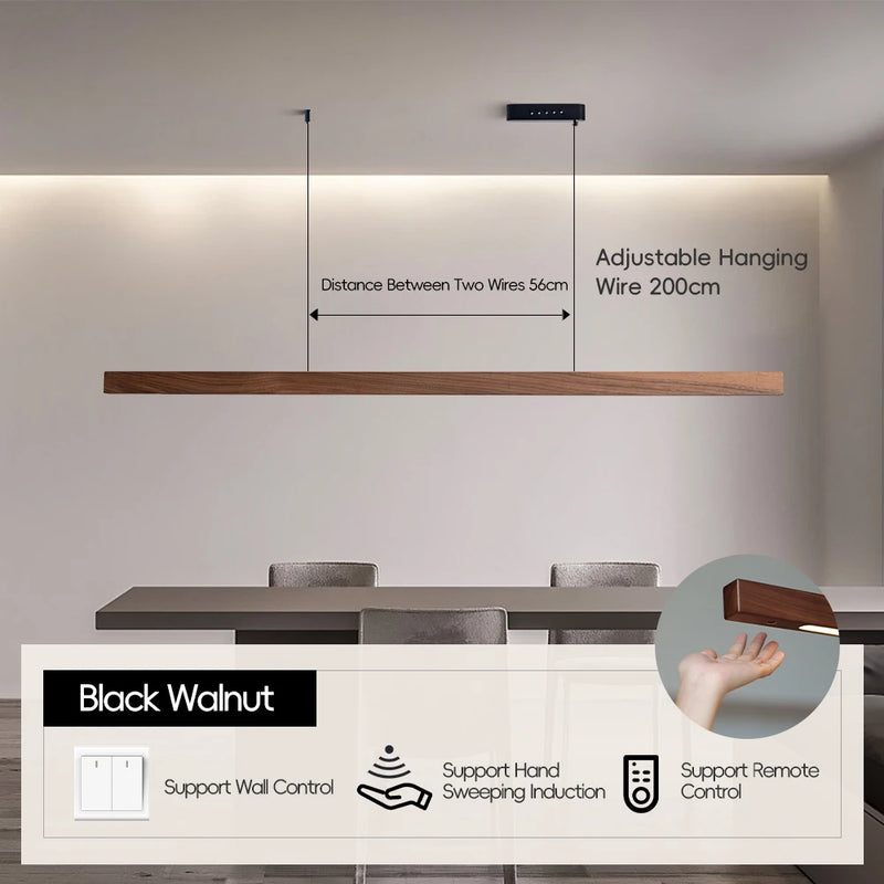 Wood Linear Sweep Sensor Chandelier