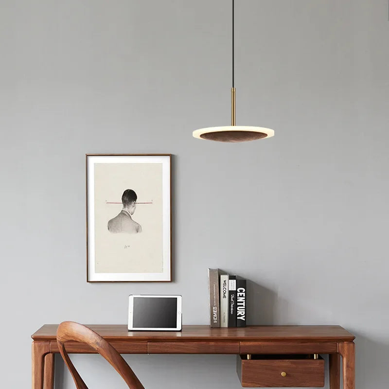 Modern Walnut Pendant Light