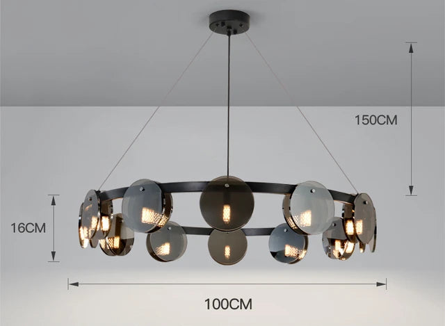 Nordic Black Glass Chandelier Light