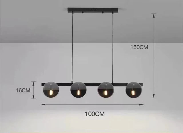 Nordic Black Glass Chandelier Light