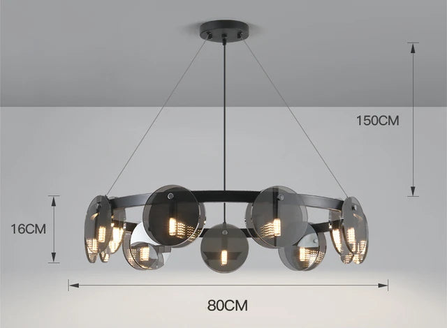 Nordic Black Glass Chandelier Light