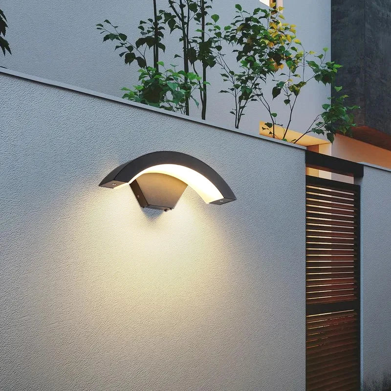 Modern Curved Outdoor Waterproof Wall Light