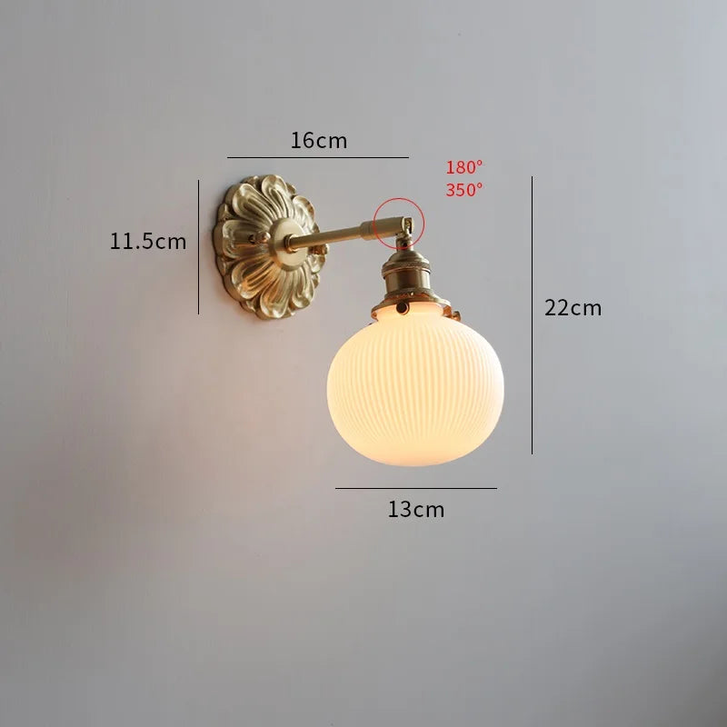 Copper Wandlamp Sconce Glass Wall Light