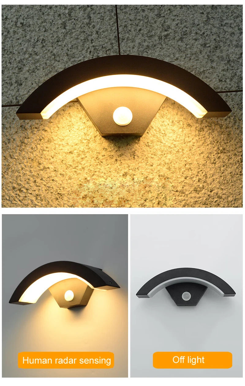 Modern Curved Outdoor Waterproof Wall Light