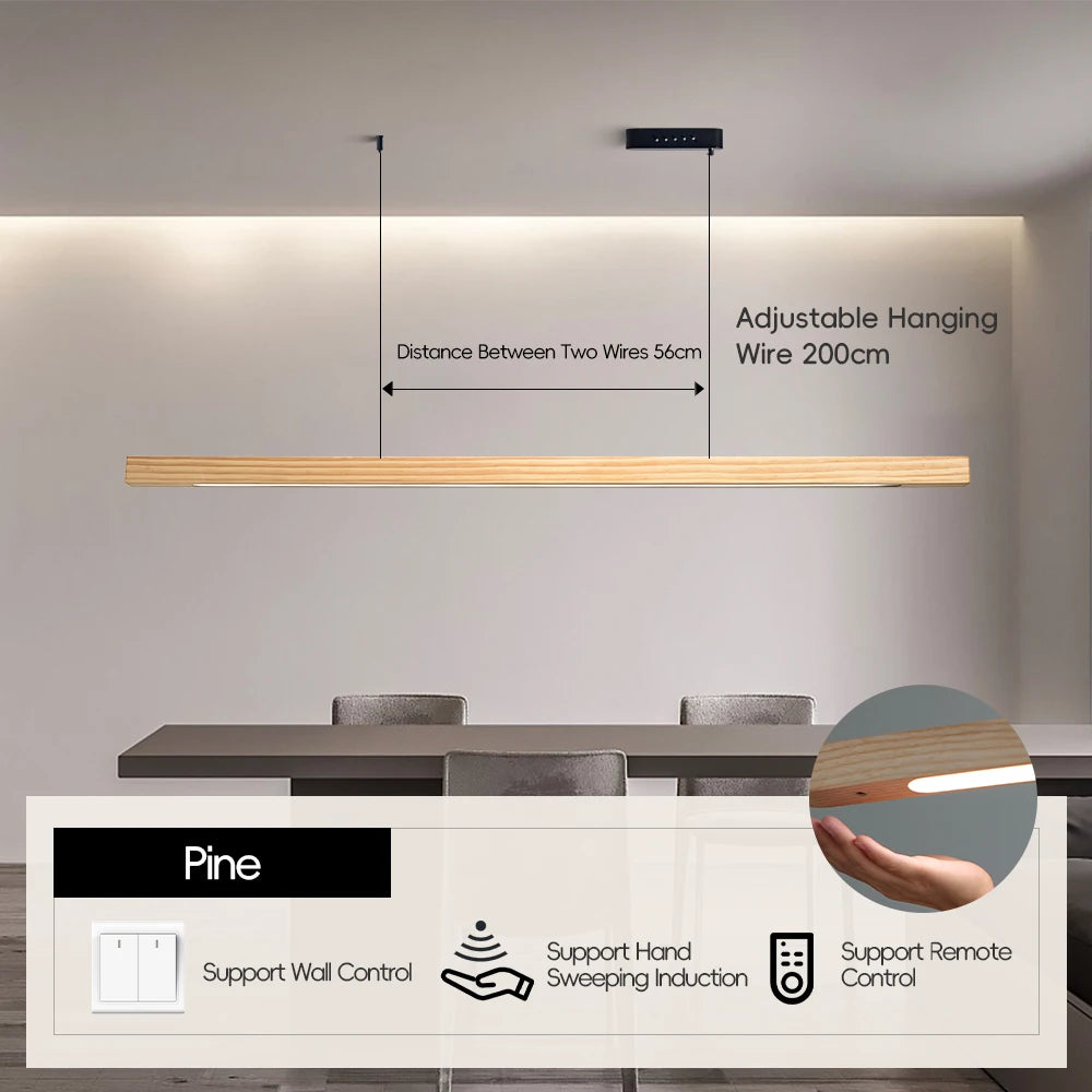 Wood Linear Sweep Sensor Chandelier